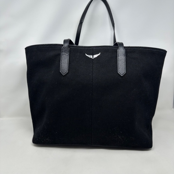 ZADIG & VOLTAIRE Mick Wings Tote Canvas Leathert - Picture 1 of 8